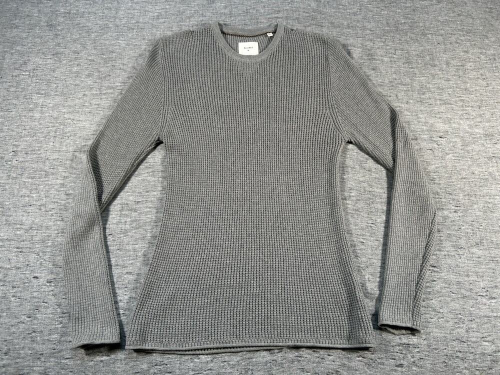 Billy Reid Waffle Knit Shirt Mens Medium Grey Cashmere Cotton Long Sleeve
